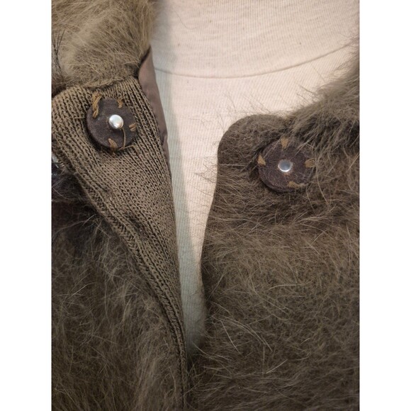 Vanesha Vintage Angora Mink Coatigan Sweater Oversized Brown Heather Sz S/M - Picture 5 of 8